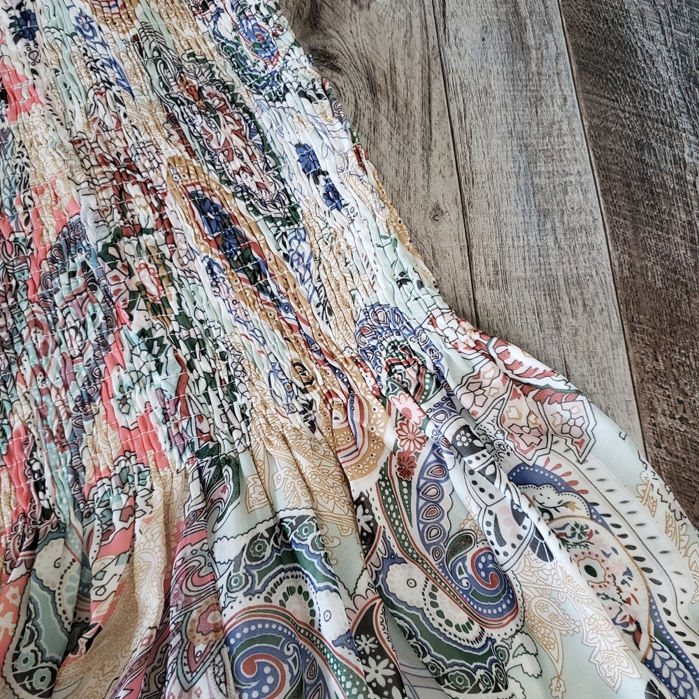 NWT Soieblu Baltic Born Strapless Paisley Print Maxi Dress Pastel Size Large - Picture 7 of 14